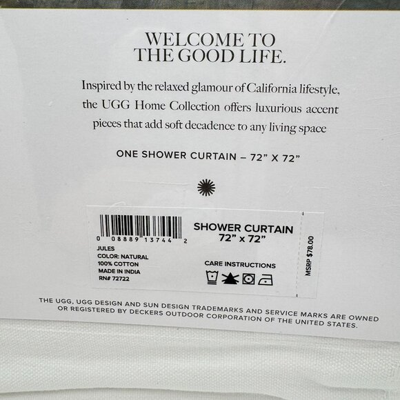 Ugg Jules New 72" x 72" Shower Curtain  Luxurious Cotton Bath Decor 100% Cotton - Picture 6 of 6